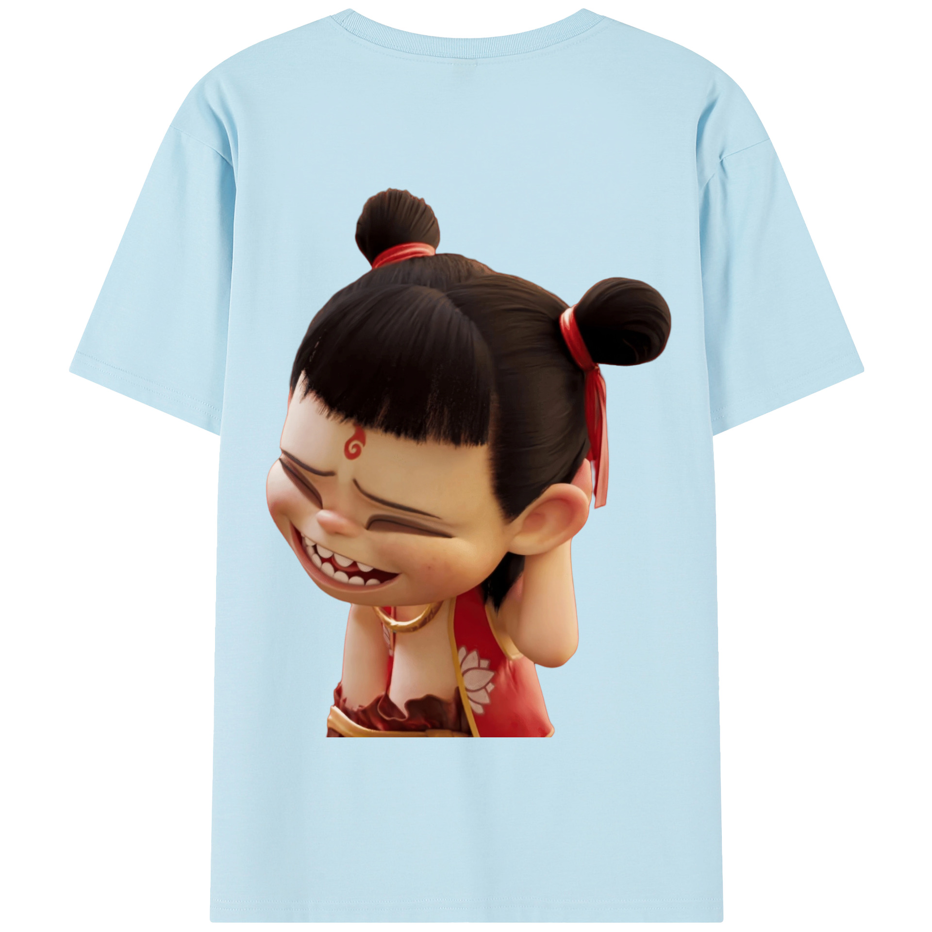 （画像用） Ne Zha 2 ナタ 魔童の大暴れ 綿100％半袖Tシャツ（背面プリント）